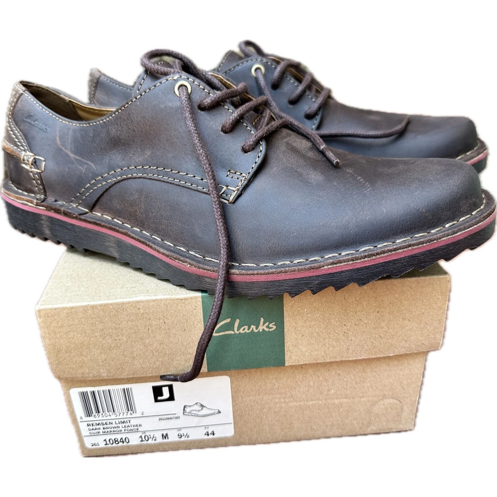 Scarpe eleganti nuove con scatola da uomo Clarks marrone scuro in pelle Remsen limite taglia 10 5