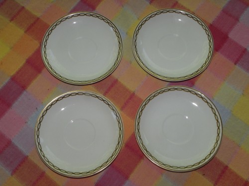 4 Coffee Cups & Saucers-Haviland Limoges-1894-1931-White Gold-Green & Red Chain - Picture 2 of 8