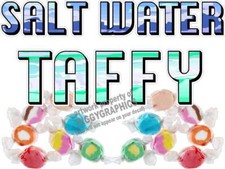 SALT WATER TAFFY VINYL DECAL CHOOSE SIZE CONCESSION STAND BOARDWALK SHOPS