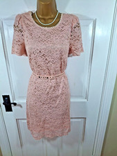 Whistles Pink Floral Lace Belted Lined Dress, UK 12, New With Tag RRP £175 €219