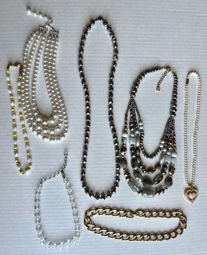 Vintage Designer Necklace Lot Of 7 Nakamol Laguna Monet Metal Crystal Glass 1 LB - Picture 13 of 24