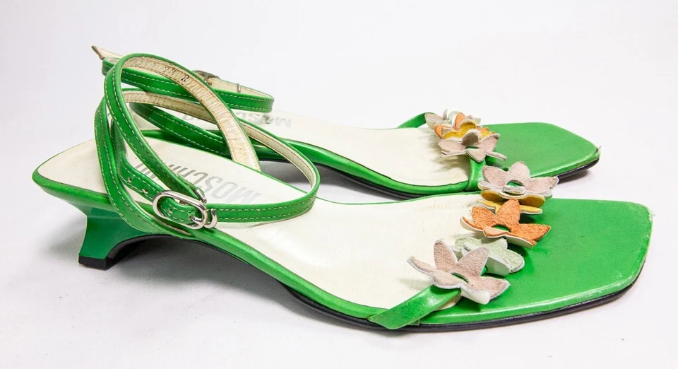 Moschino Green Open Toe Floral Detail Shoes Women's Size 36 1/2 US 5.5 - Image 4 of 4