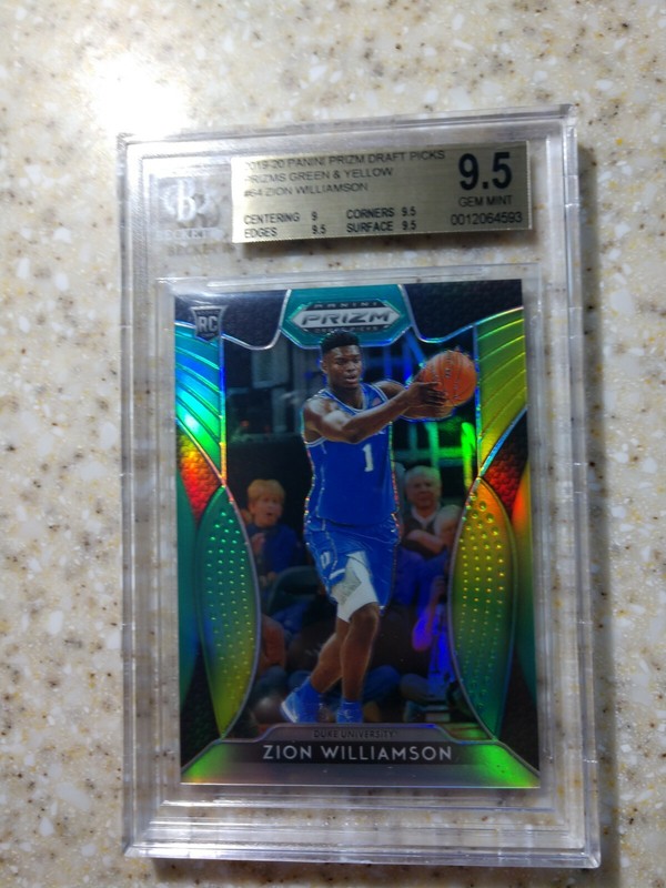 2019 Prizm Draft Picks Zion Williamson Green Yellow RC /249 BGS 9.5 Gem Mint #64