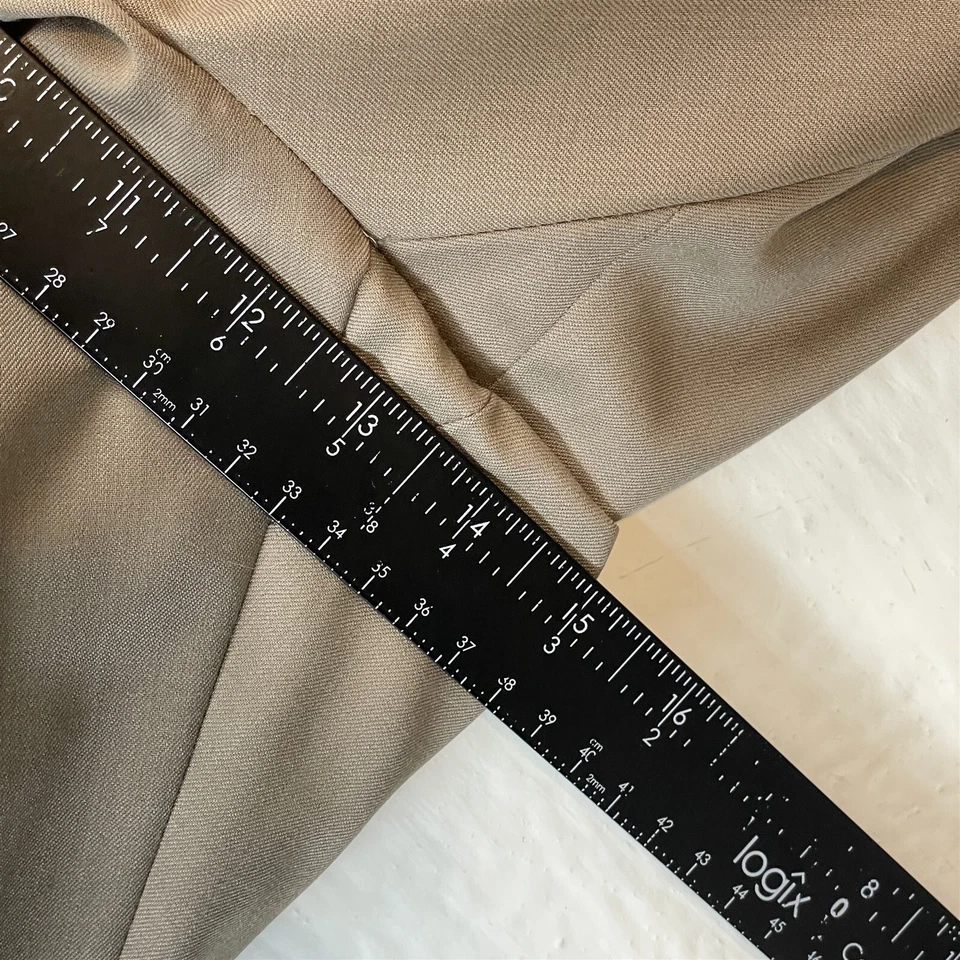 Pantalones de vestir Lauren Ralph Lauren 40x30 caqui plisados con puños 100 % lana para hombre Foto 3 de 4