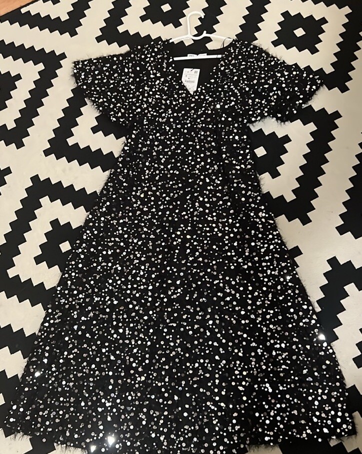Zara Sequin Pearl embellished Black Special Occasion Party Dress | eBay Zara Sequin Pearl embellished Black Special Occasion Party Dress | eBay