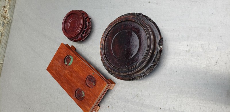 Lot of 3 vintage chinese carved wood stands