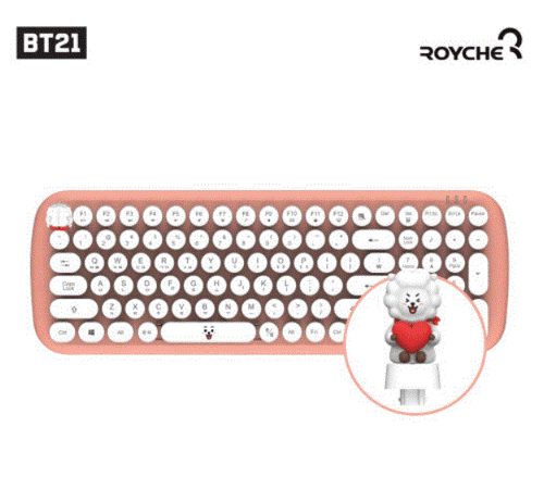 [BTS] BT21 Retro Wireless Keyboard with Character figure Keycap Royche Keyboard - Picture 10 of 16