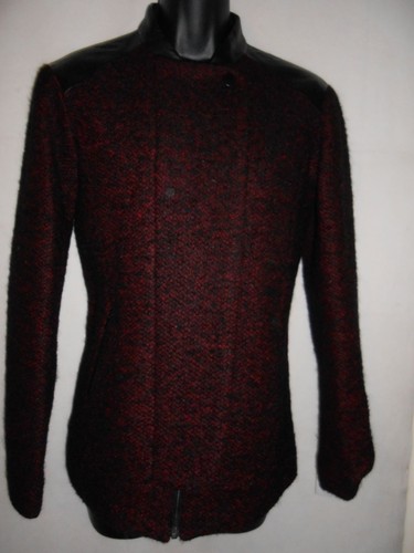 NEW Comptoir Des Cotonniers black & red wool with leather jacket EU36 RRP £160 - Picture 4 of 12