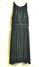 White House Black Market Womens Sz 2 Black Cocktail Dress Stretch Gathered