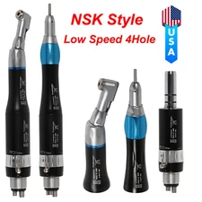 NSK Style Dental Low Speed Straight Handpiece Contra Angle 4H Motor Black ozr