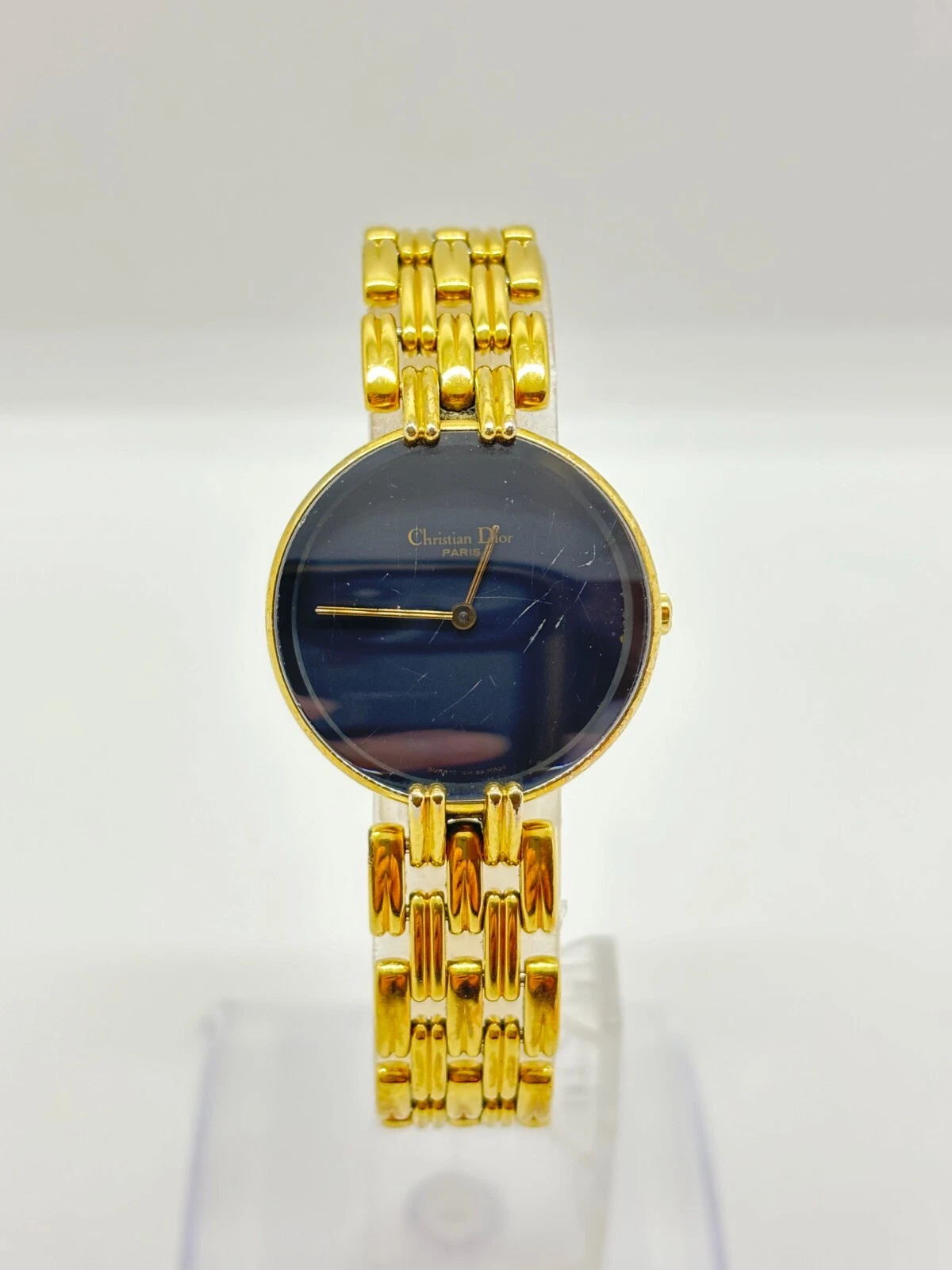 [Exc+5] Montre Christian Dior D46 154 4 Bagheera Cadran Noir Femme Occasion Fonctionne