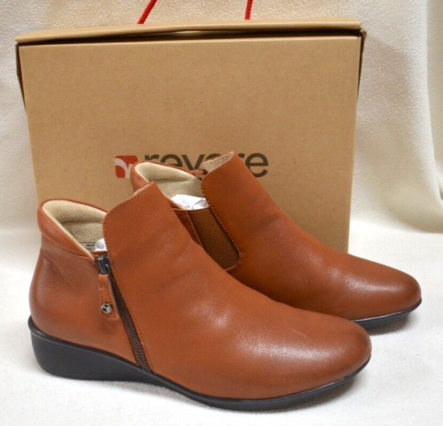 Revere Women's Damascus Cognac Side Zip Comfort Ankle/Chelsea Boots Size US 10M - Picture 1 of 16