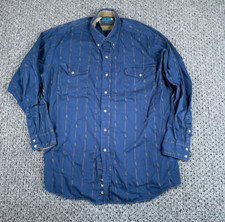 Lone Roo Roper Shirt Adult XL Blue Striped Paisley Western Cowboy USA Made