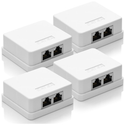 deleyCON 4x CAT 6a Netzwerkdose Aufputz FTP RJ45 Buchse Netzwerk Daten LAN Dose