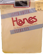 Vintage Pantyhose Hanes Super Sheer Color Black size A B006C