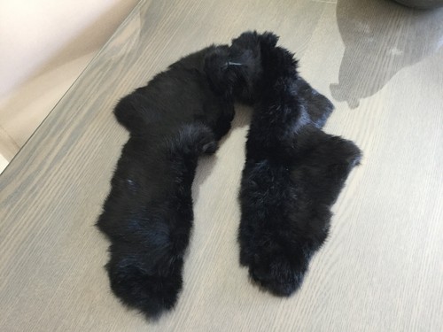 ihreesy Écharpe d'hiver en fausse fourrure de lapin de 90 cm pour femme, Noir/blanc ihreesy Écharpe d'hiver en fausse fourrure de lapin de 90 cm pour femme, Noir/blanc