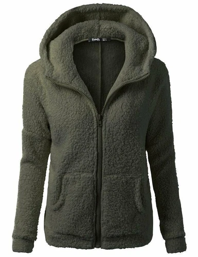 Womens Zipper Hoodie solid Fluffy Coat Overcoat Jacket Tops Outwear PLUS SIZE - Picture 17 of 17