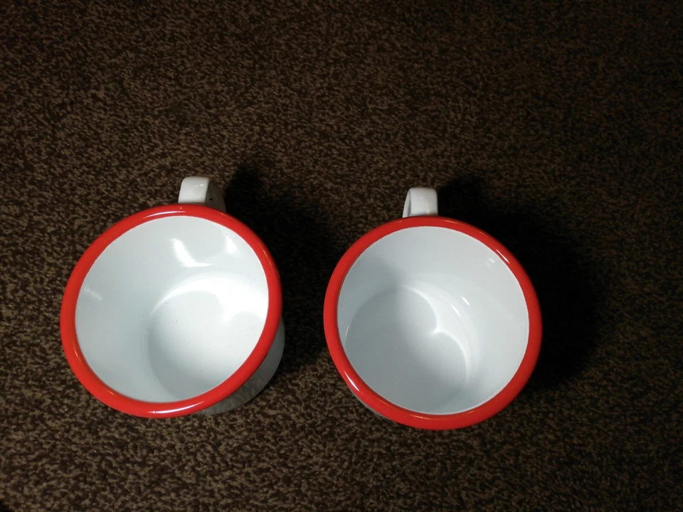 Tazas de Camping Esmalte Blanco Tazas Exterior Camping Viaje Lata Rústico Metal Tazas Taza Foto 4 de 4