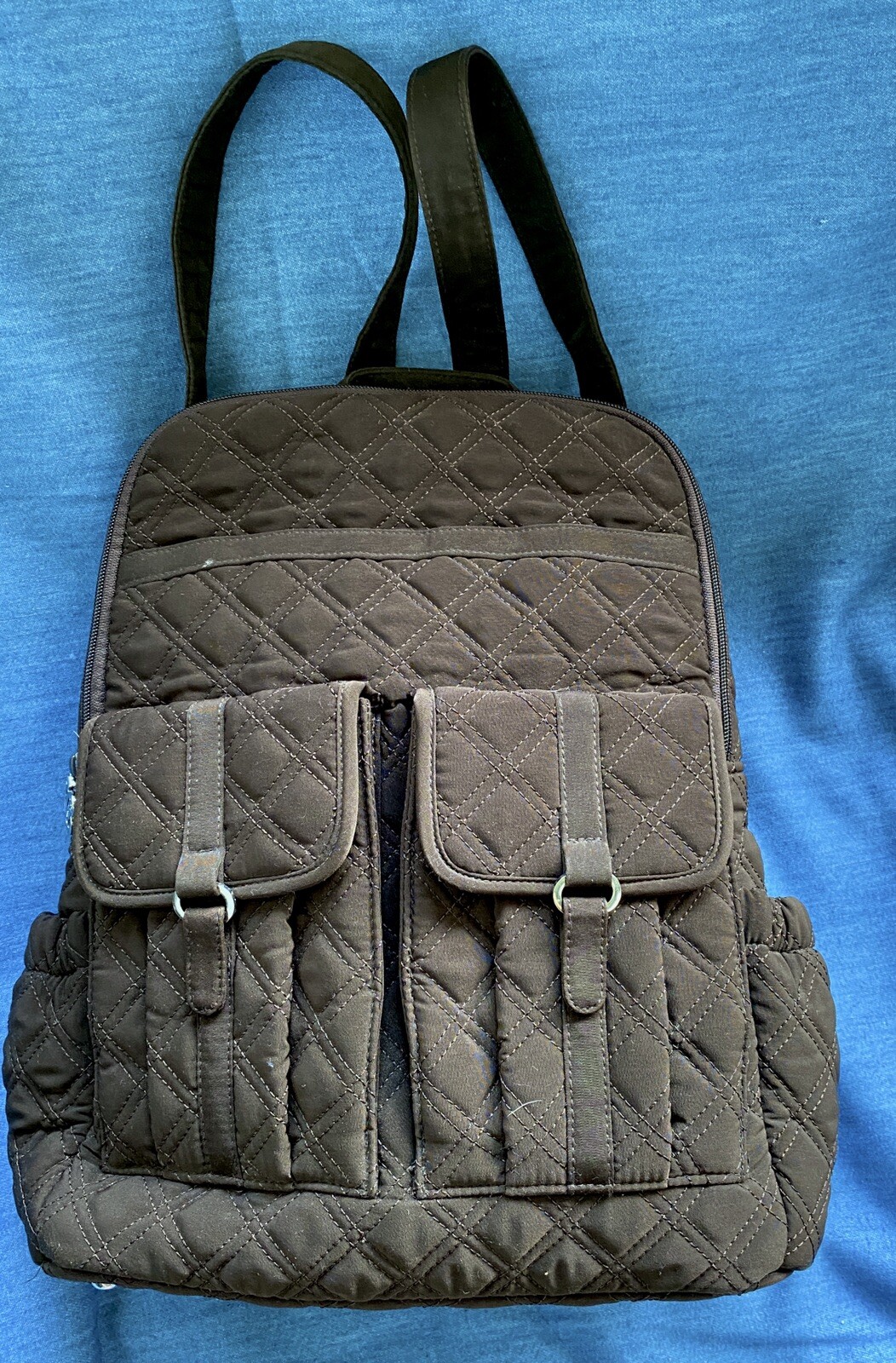 VERA BRADLEY DARK BROWN QUILTED BACKPACK Gem