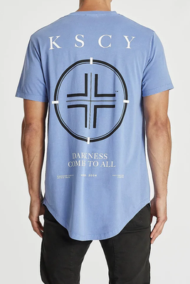 KISS CHACEY Mens Slasher Dual Curved Hem Tee Shirt Pigment Marine