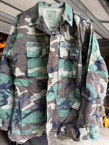 Woodland USMC Men's Camo Uniform Set Jacket & Pants Hot Weather US Military -2
