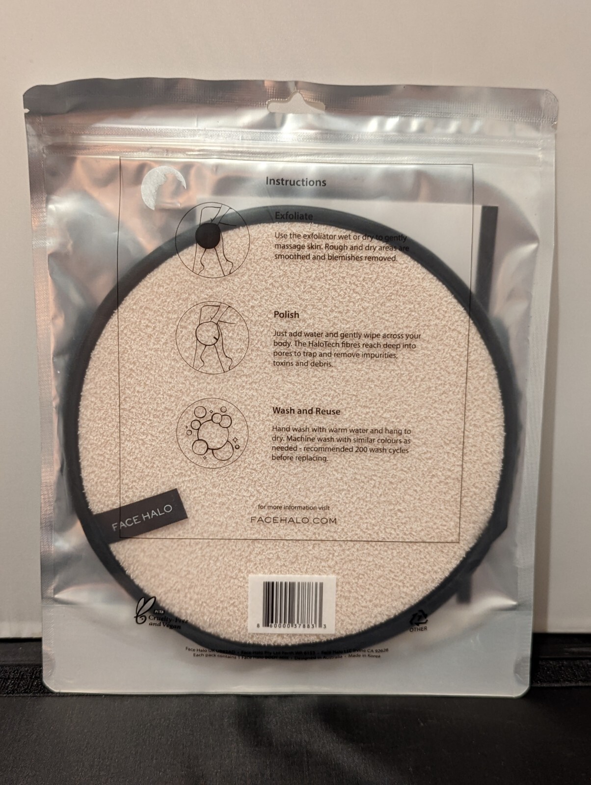 Face Halo Body Jumbo Reusable Mitt Exfoliate and Polish New* for sale