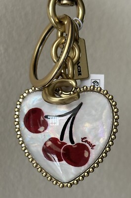 小物 cheeey NWT COACH VINTAGE CHERRY RESIN PUFFY HEART BAG CHARM FOB 