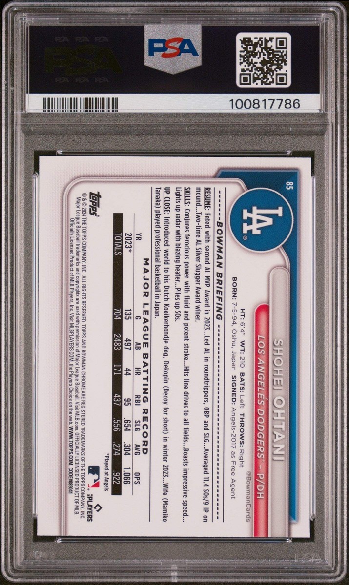 Graded 2024 Topps Bowman Chrome Shohei Ohtani #85 Baseball Card