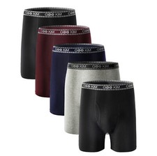 5PK Men's Soft Cotton Boxer Briefs Fly Front Underwear Size: L. Fit for waist si