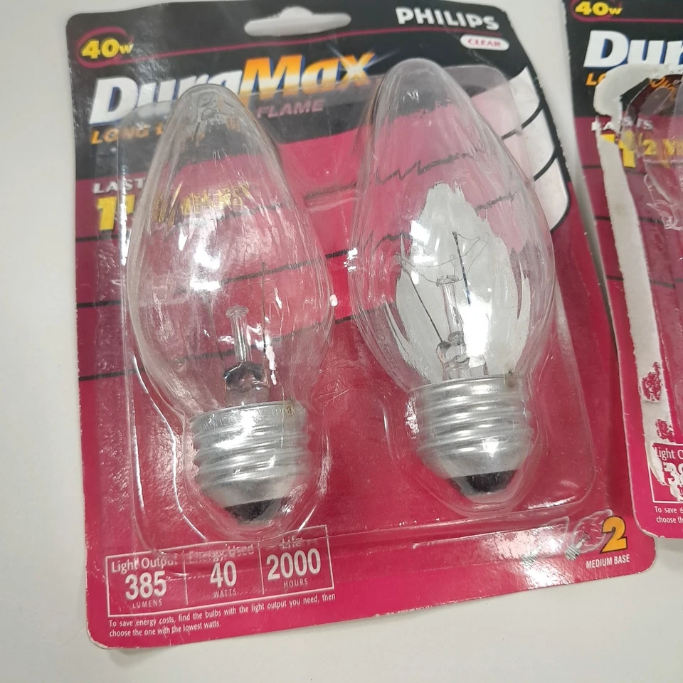 Philips DuraMax set 3 Light bulbs Flame blunt tip Clear Medium Base F15 40w - Image 2 of 4