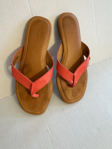 Sandali infradito UGG Tuolumne corallo 1107905 tomaia in pelle verniciata donna 7