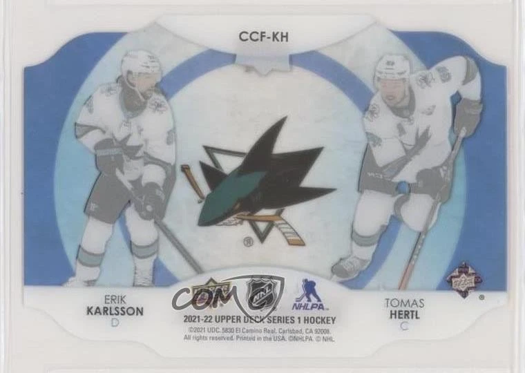 2021 Upper Deck Series 1 Clear Cut Foundations Tomas Hertl Erik Karlsson #CCF-KH - Image 2 of 2