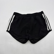 Adidas Climalite Shorts Girls 11-12 Y M Black Striped White Logo . 39724