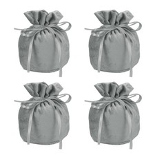 Velvet Drawstring Bags, 6 x 5 Inch, Dark Grey 4 Pcs