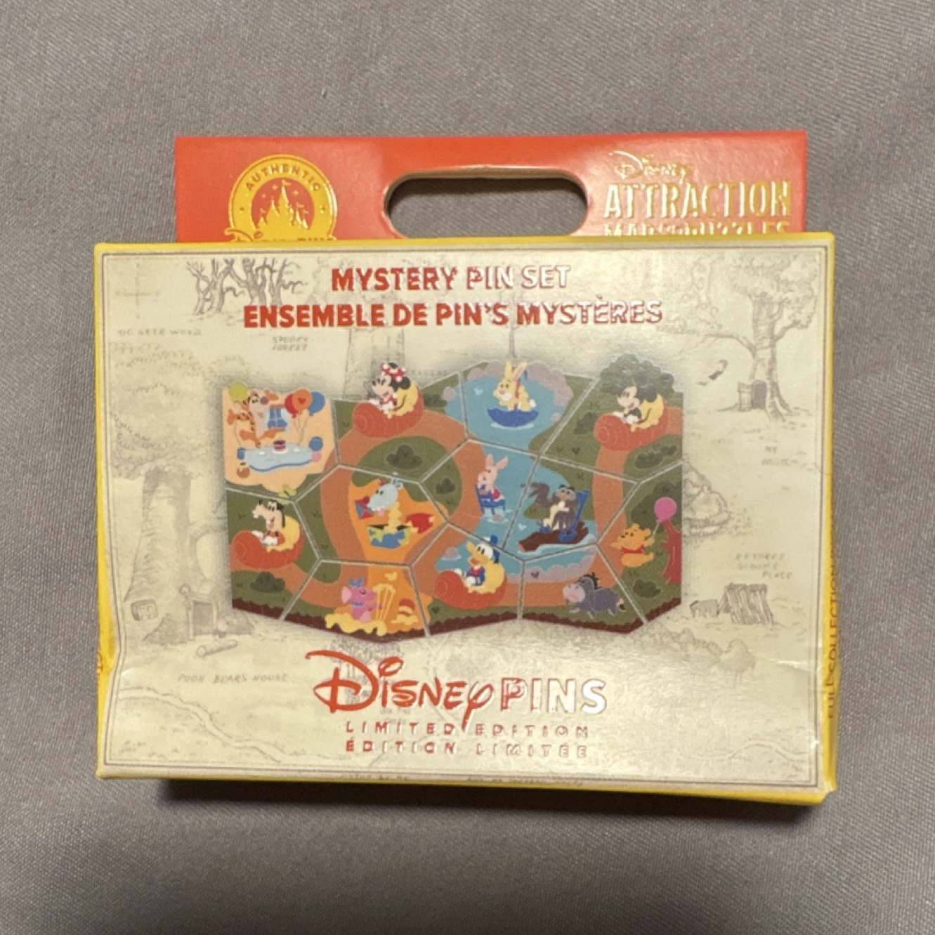 Disney Winnie the Pooh Attractions Mystery Pin Set Limited Edition Disneyland