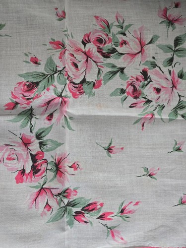 6 gemischte Blumen Baumwolle Taschentücher rosa Töne überbackene handgerollte Säume - Bild 5 von 5