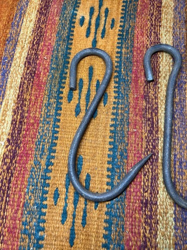 Vintage Meat Hooks Metal Bent Primitive Farmhouse Iron Lot Of 3 Butcher - Picture 6 of 11