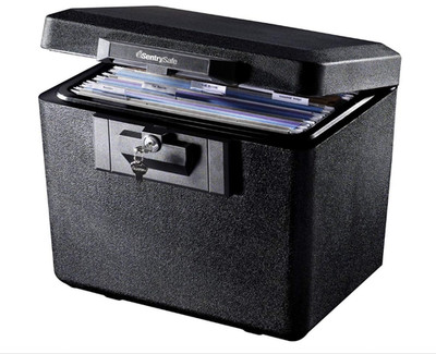 NEW Black Fireproof Document Box with Key Lock, Safe Secures Files and Documents