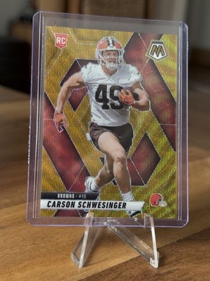 2025 NFL Panini Mosaic - Carson Schwesinger -RC- /10 - Gold Wave - #371 - Browns