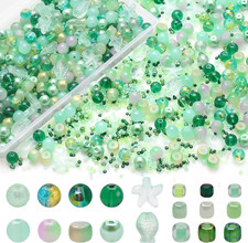 760Pcs Glass Beads for Bracelets Making Kit, Ocean Series Assorted round Beads f