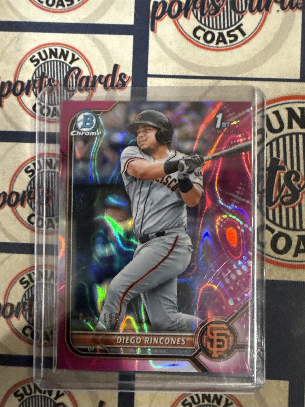 2022 Bowman Chrome Prospects Fuchsia Lava Refractor /199 Diego Rincones #BCP-65