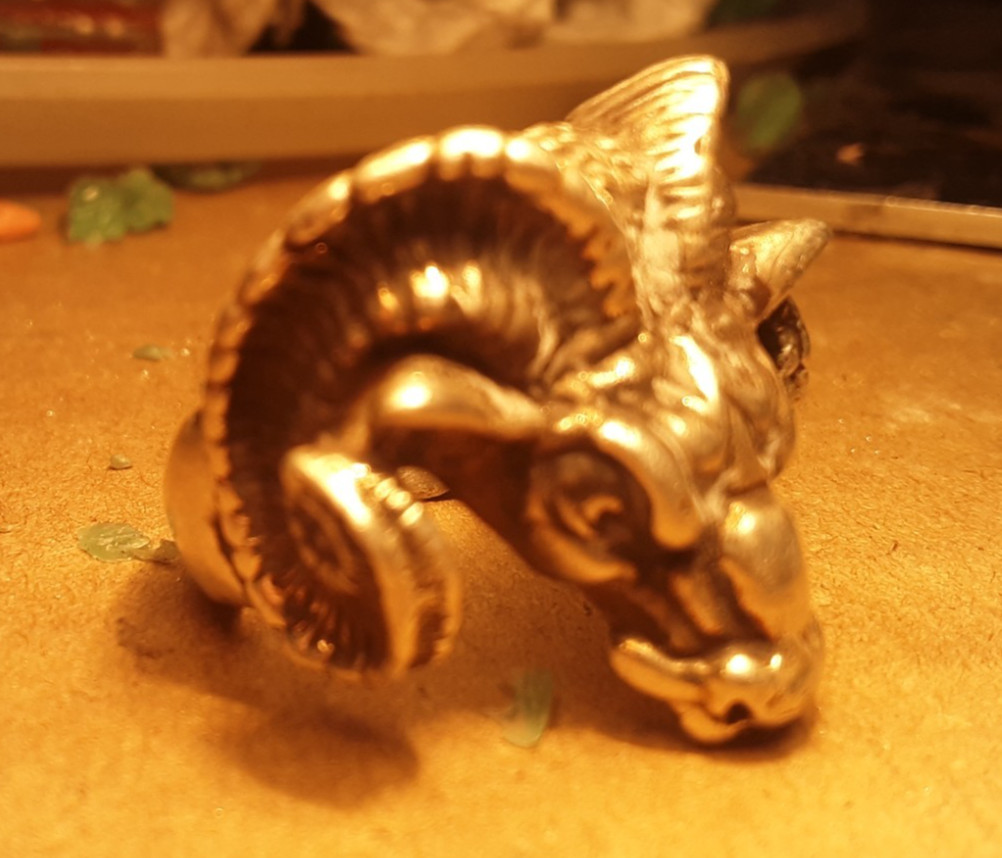 Heavy Solid Silver Aries Ram Ring - image 4