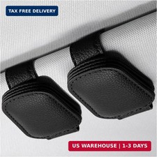 2 PCS Sunglass Holder for Car, Magnetic Leather Glasses Holder Auto Ticket Card