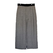 Vtg Houndstooth High Waist Wide Leg Velvet Tweed Classic Chic Heritage Pants S