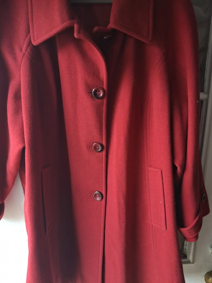 Abrigo London Fog Damas Rojo Guisante 3X Mezcla Lana Forrado 4 Botones Foto 3 de 4