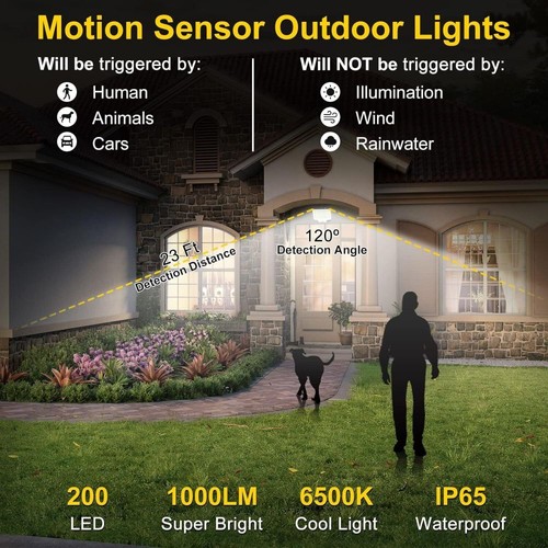 222 LED Solar PIR Motion Sensor Wall Light Outdoor Garden Security Flood Lamp AU - Picture 5 of 8