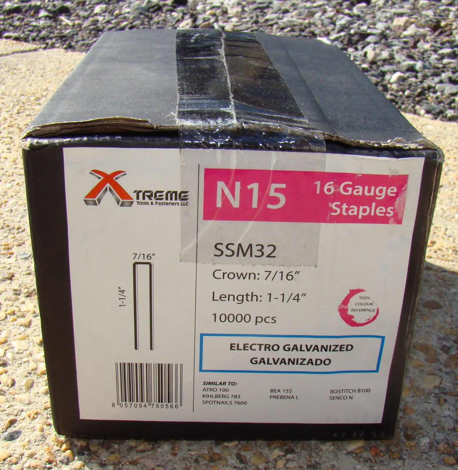 Xtreme N15 16GA Staples, SSM32, 7/16" Crown 1 1/4" Leg, 10,000 pcs, Galvanized