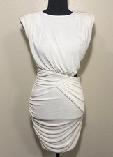 Misha Collection Size 4 Ivory Polyester Tomasina Dress Ruched Cutout