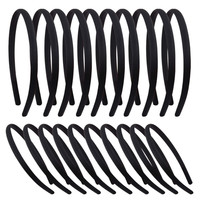 Satin StirnbäNder 20 StüCk Schwarz 1Cm Breite Diy MäDchen HaarbäNder
