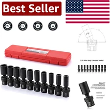 Versatile 10-Piece Deep Impact Socket Set with Swivel Design - 3/8" Drive